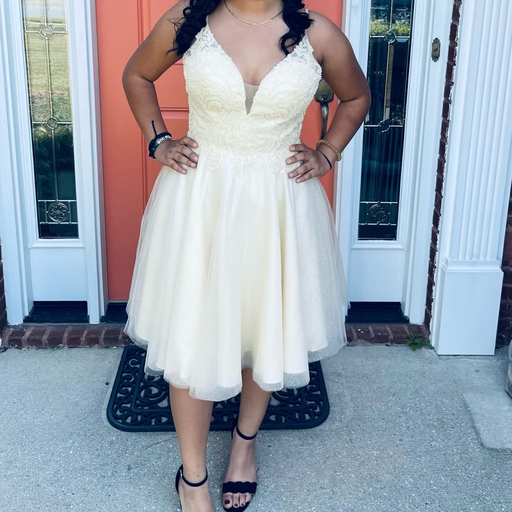 Dress Sparkly Tulle Short For Teens color cream size 6